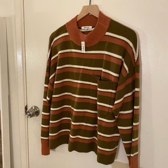 Redmond Mockneck Pocket Sweater in Stripe size XL - Picture 2 of 7
